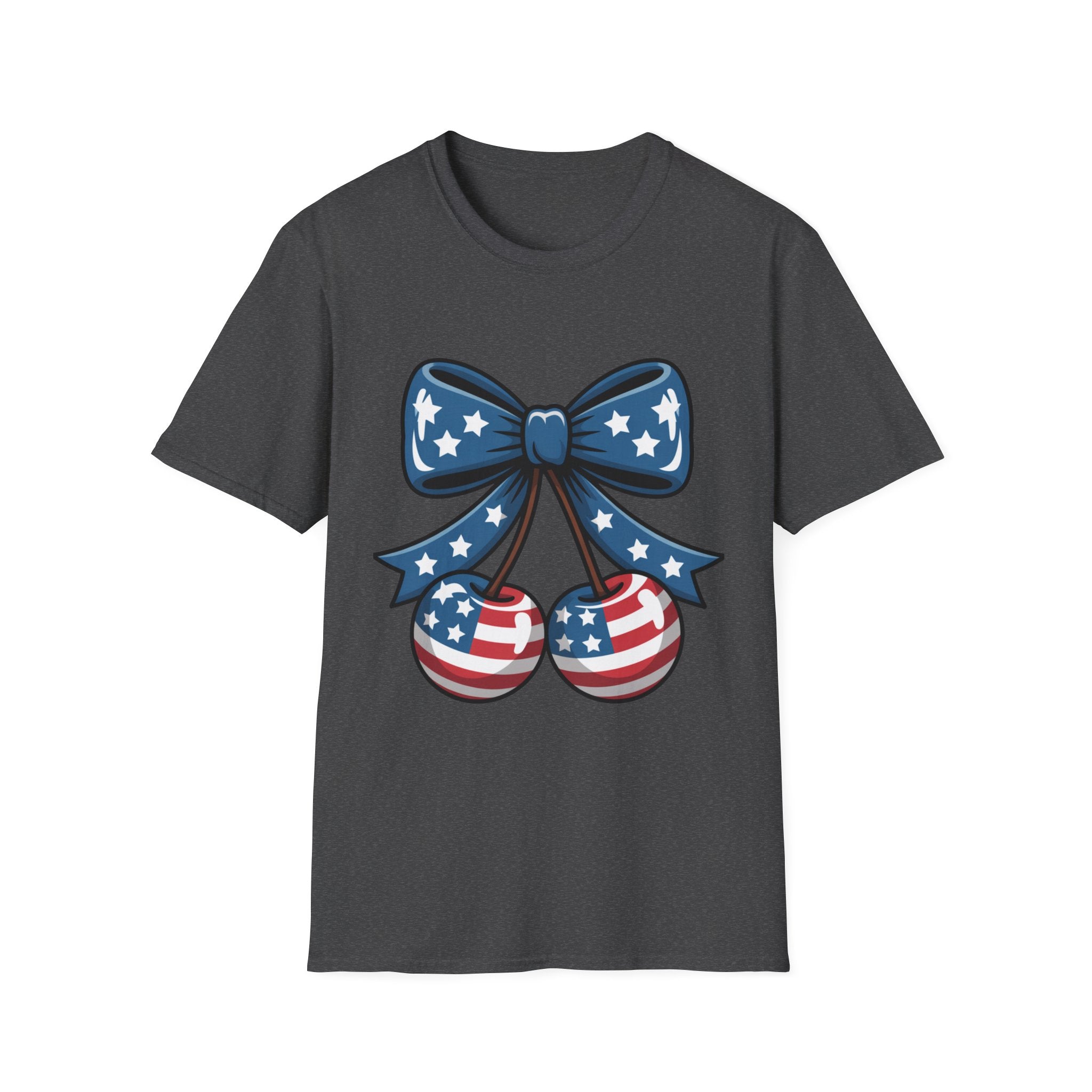 Patriotic Cherry Bow T-Shirt | American Flag Cherries, 4th of July Tee