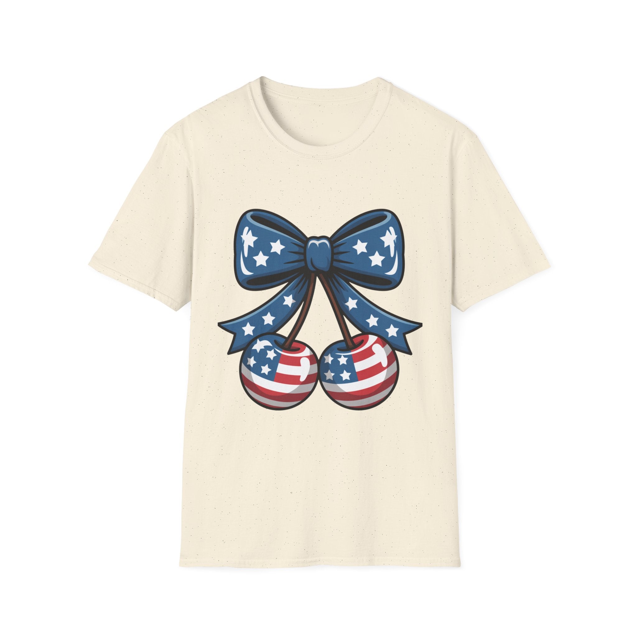 Patriotic Cherry Bow T-Shirt | American Flag Cherries, 4th of July Tee