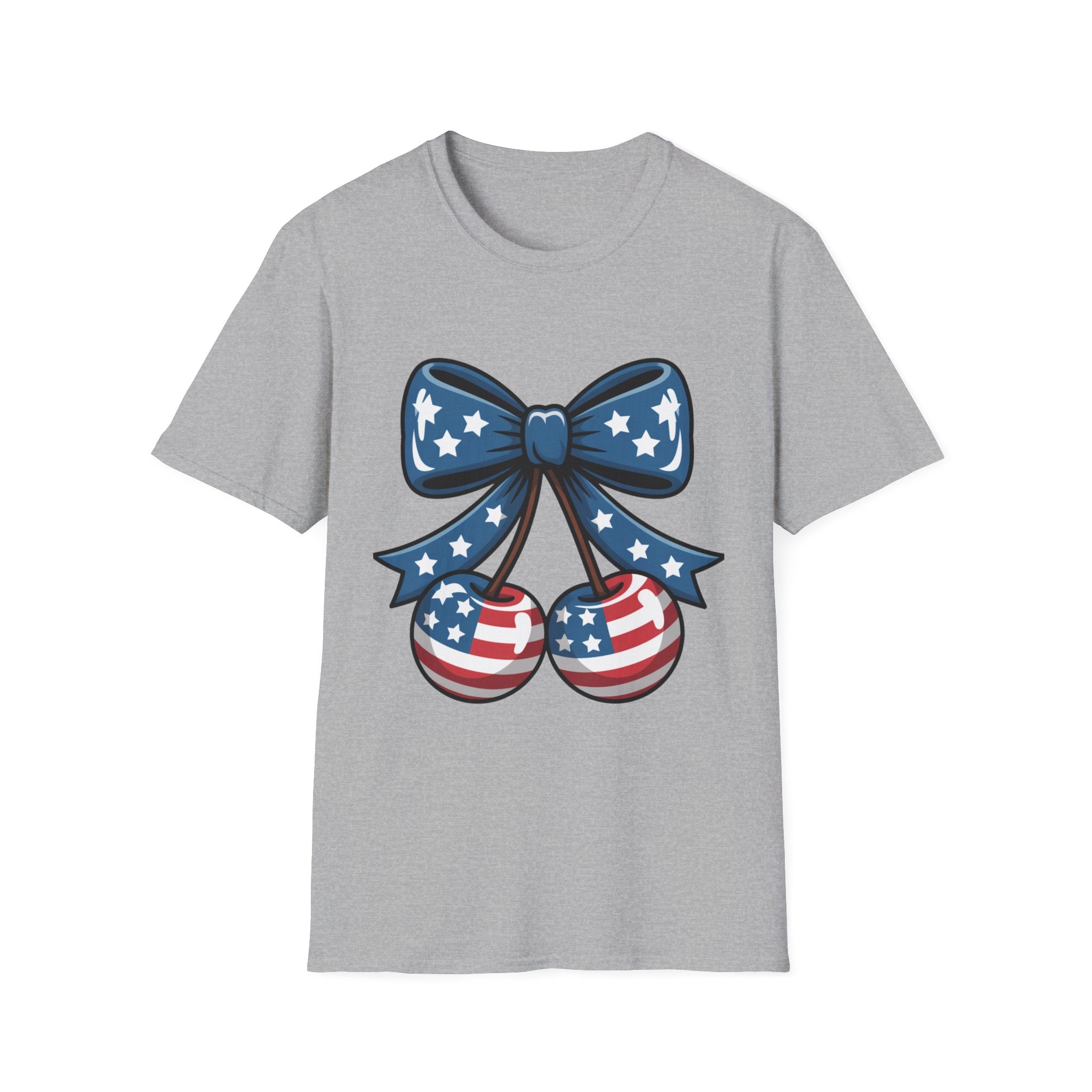 Patriotic Cherry Bow T-Shirt | American Flag Cherries, 4th of July Tee